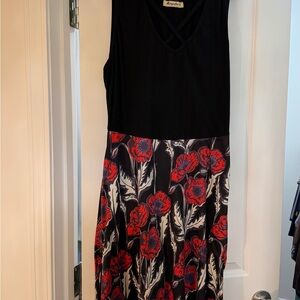Black and Red Floral Midi Dress
